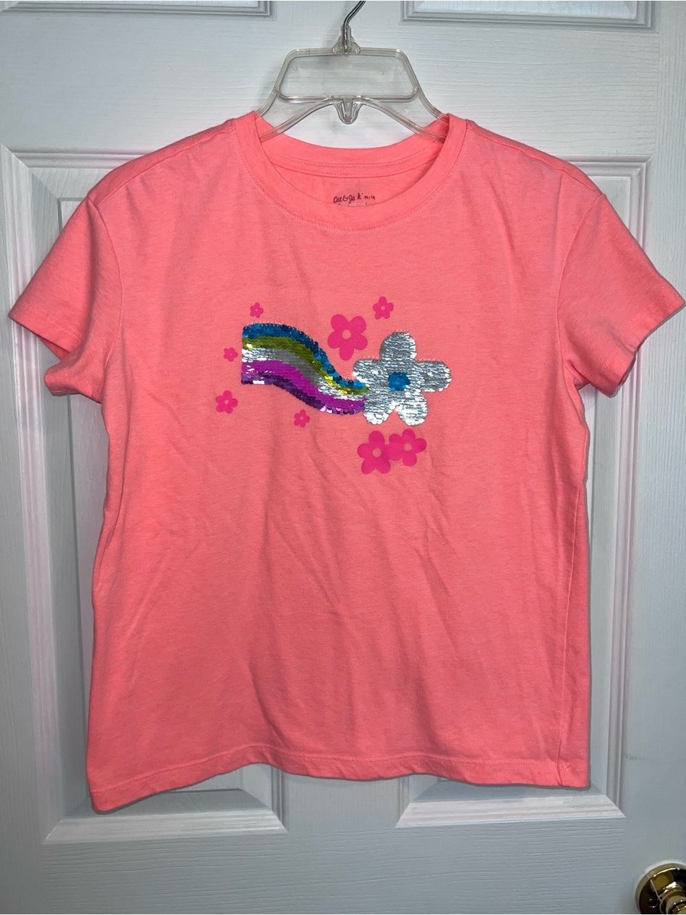 Cat & Jack XL/14 Flip-Sequin Flower Tee